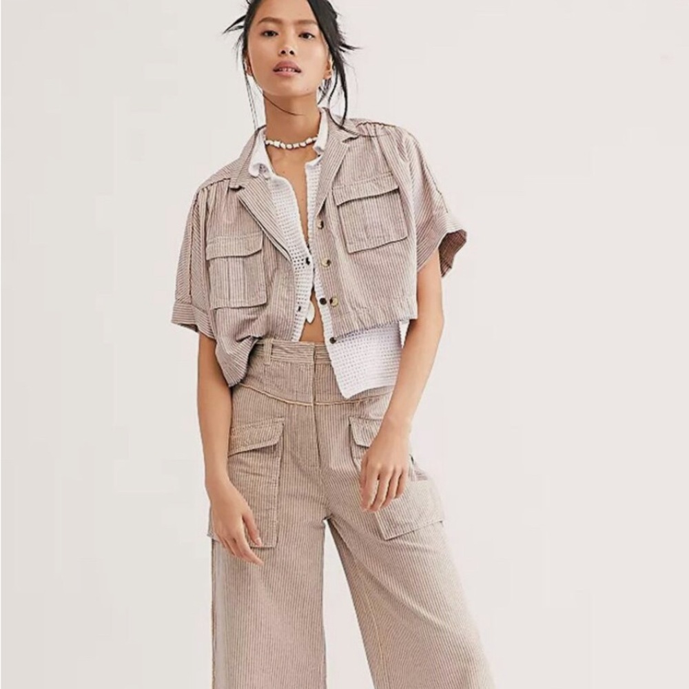 FREE PEOPLE Stripped Pop Over Pant Set SIZE 8